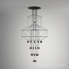 Candelabro de ferro LED moderno estilo candelabro pendente com candeeiro suspenso para quarto